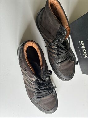 Geox Brown and Black Men’s High-Top Sneakers